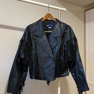 Impromptu Vintage Leather Black Fringe Jacket